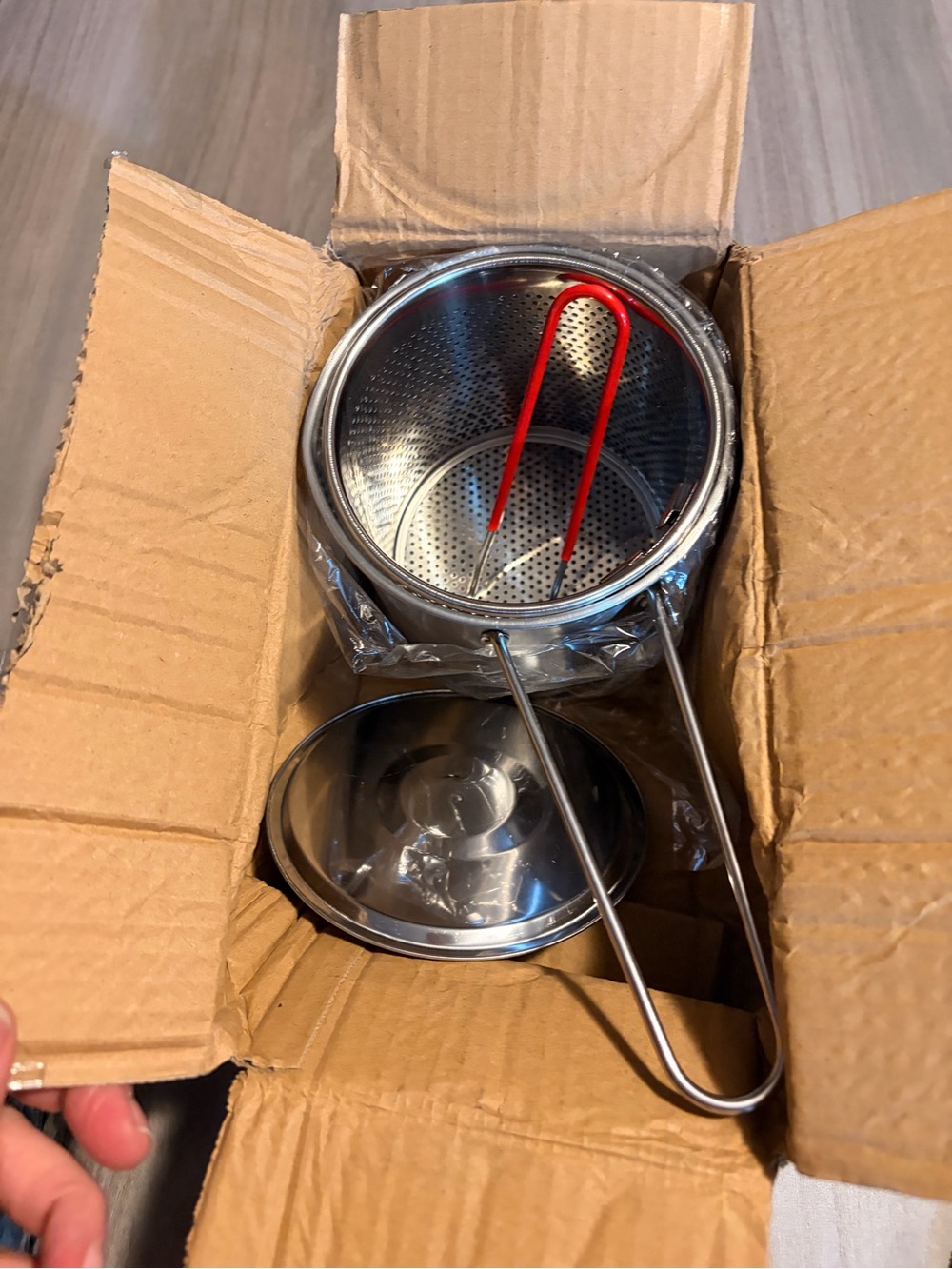 Stainless Steel Fine Mesh Strainer with Red Silicone Handle - Home Kitchen